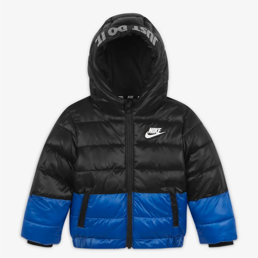 NIKE BABY PUFFER JACKET black and royal blue